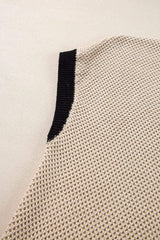 Contrast Trim Round Neck Cap Sleeve Knit Top - Trendsi - Flyclothing LLC
