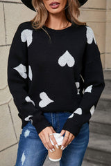 Angel Wings Heart Round Neck Dropped Shoulder Sweater - Trendsi - Flyclothing LLC