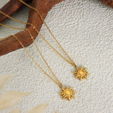 Titanium Steel Sun Shape Pendant Necklace - Trendsi - Flyclothing LLC