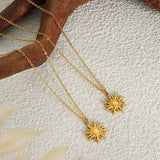 Titanium Steel Sun Shape Pendant Necklace - Trendsi - Flyclothing LLC