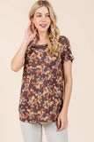 BOMBOM Lightweight Floral Round Neck Short Sleeve T-Shirt - Trendsi