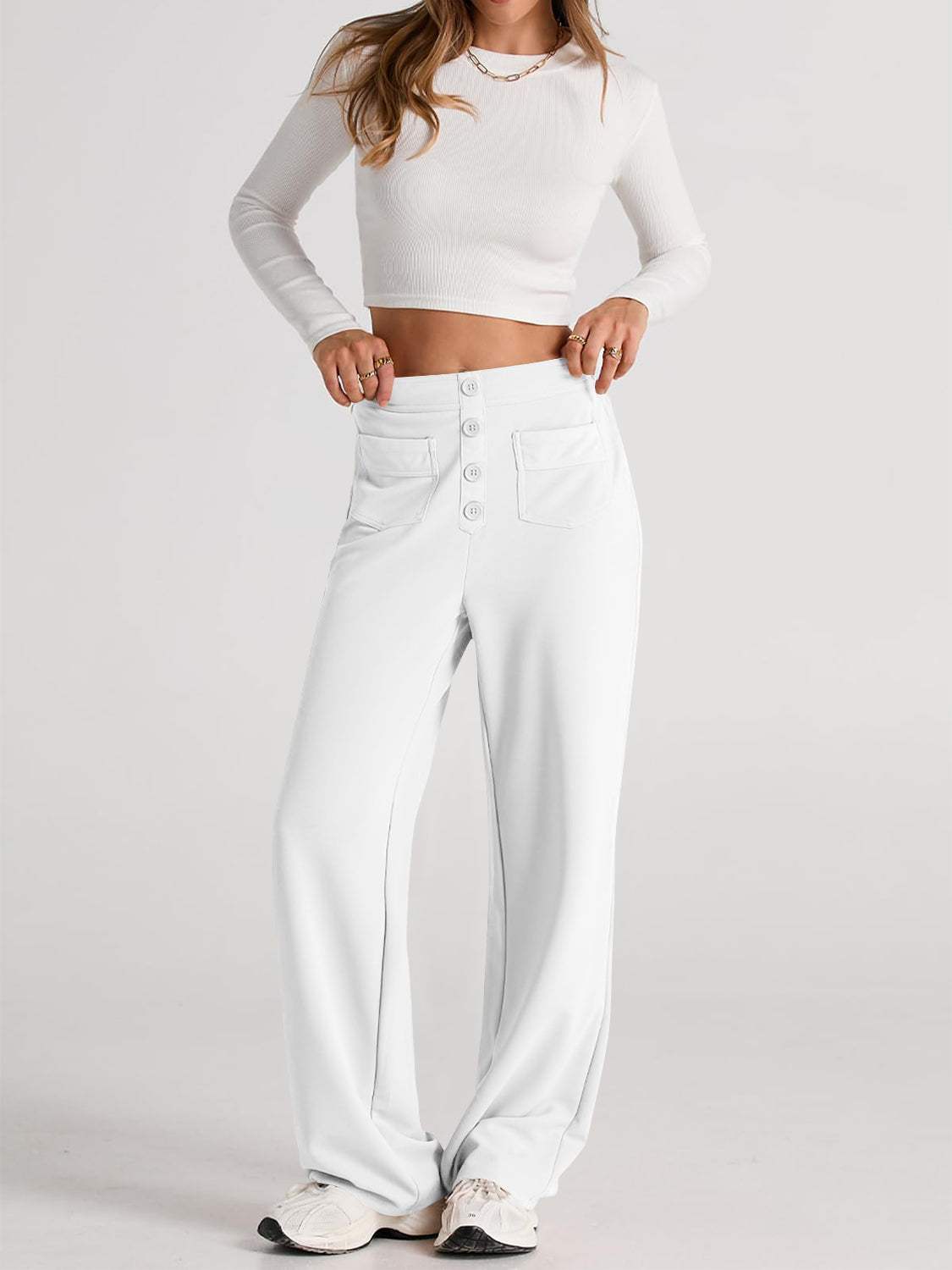 High Waist Wide Leg Pants - Trendsi - Flyclothing LLC