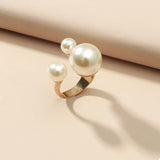 18K Gold-Plated Pearl Open Ring - Trendsi - Flyclothing LLC