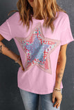 Star Round Neck Short Sleeve T-Shirt - Trendsi - Flyclothing LLC