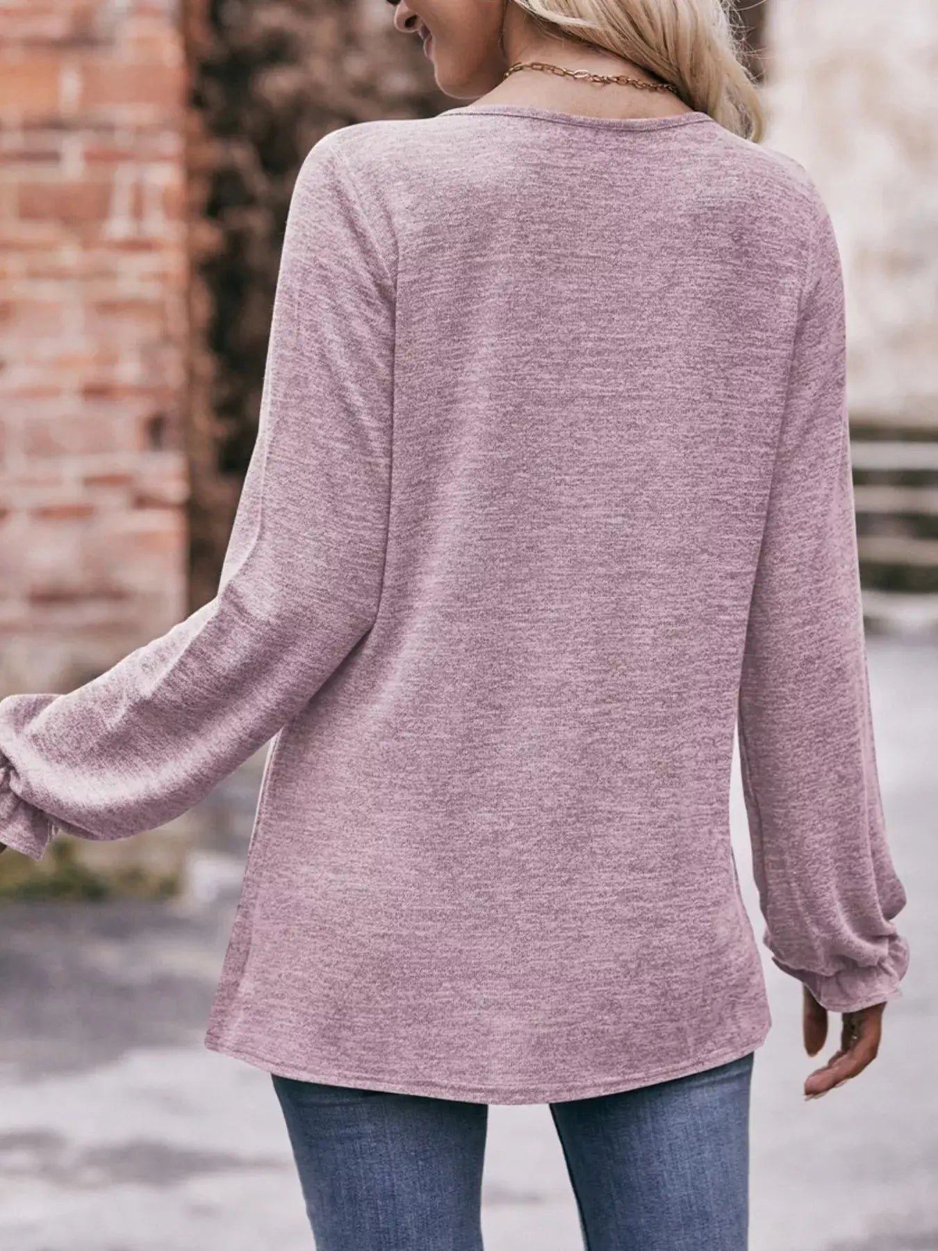 Ruffle Cuff Long Sleeve T-Shirt - Trendsi - Flyclothing LLC