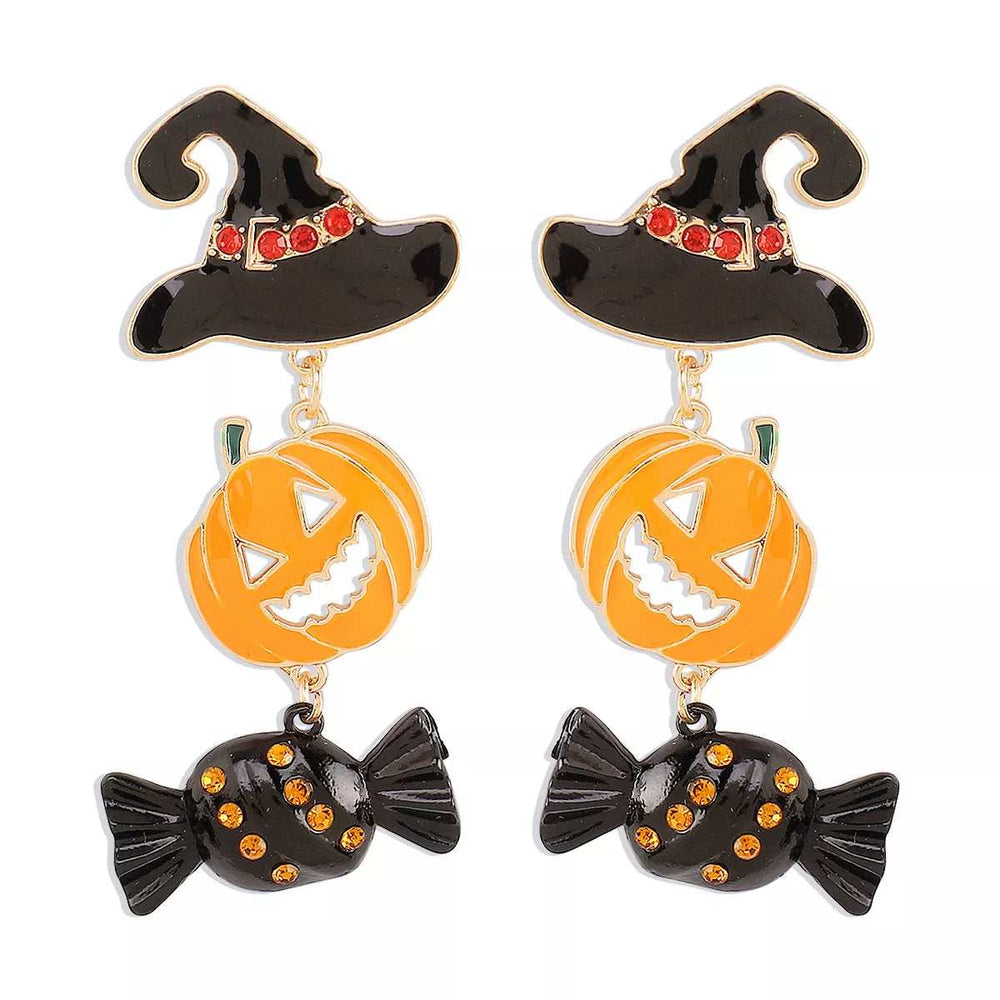 Halloween 18K Gold-Plated Alloy Pumpkin Earrings - Trendsi - Flyclothing LLC