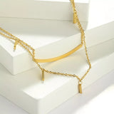 18K Gold-Plated Double Layered Necklace - Trendsi - Flyclothing LLC