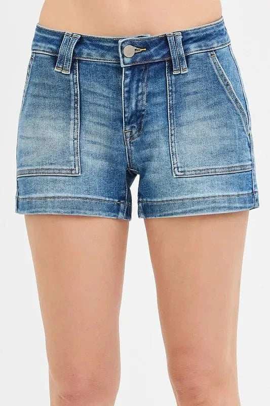 RISEN Low Rise Patched Pocket Shorts - Trendsi - Flyclothing LLC