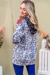 And The Why Printed Half Zip Up Long Sleeve Hoodie - Trendsi - Flyclothing LLC