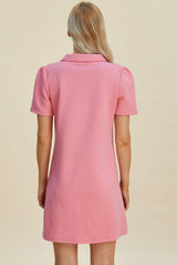 Double Take Full Size Texture Short Sleeve Dress - Trendsi - Flyclothing LLC