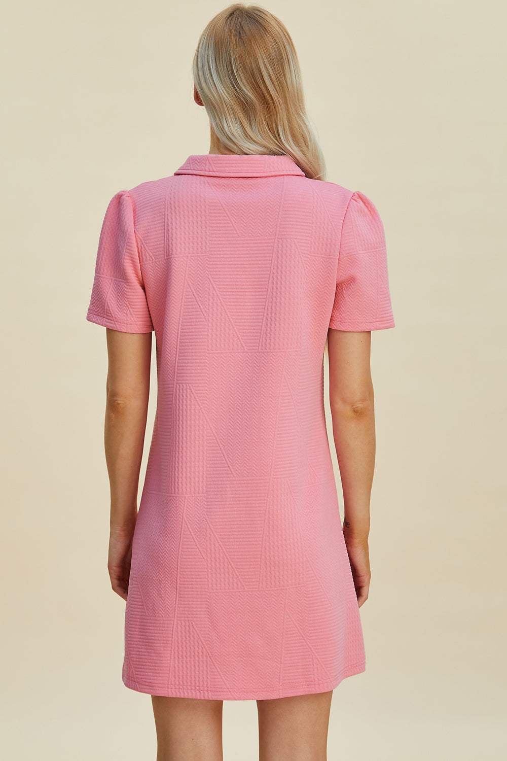 Double Take Full Size Texture Short Sleeve Dress - Trendsi - Flyclothing LLC