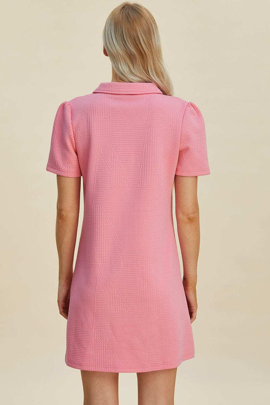 Double Take Full Size Texture Short Sleeve Dress - Trendsi - Flyclothing LLC