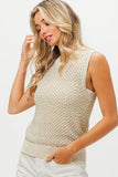 BiBi Knitted Beaded Pearl V Neck Sleveless Top - Trendsi - Flyclothing LLC