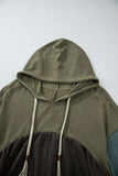Waffle-Knit High-Low Color Block Hooded Long Sleeve Top - Trendsi - Flyclothing LLC