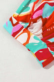 Printed Tie Neck Half Sleeve Blouse - Trendsi - Flyclothing LLC