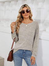 Round Neck Long Sleeve T-Shirt - Trendsi - Flyclothing LLC