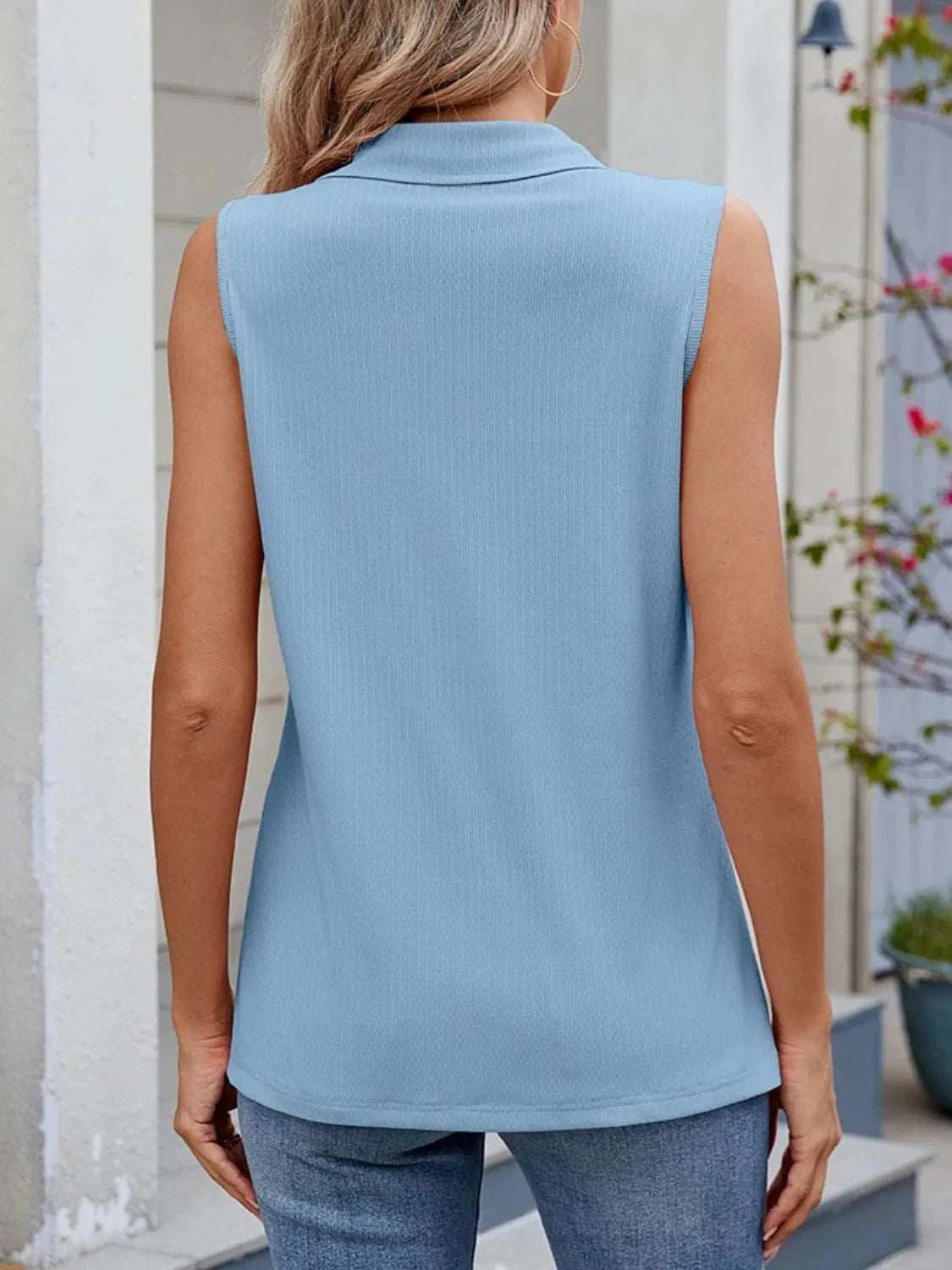 Quarter Zip Collared Tank - Trendsi - Flyclothing LLC