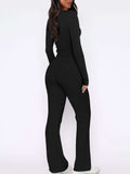 V-Neck Long Sleeve Top and Pants Set - Trendsi - Flyclothing LLC