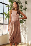 ADORA Drawstring Sleeveless Washed Dress - Trendsi