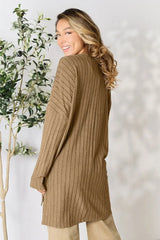 Basic Bae Full Size Ribbed Round Neck Long Sleeve Slit Top - ShopBasicbae - Flyclothing LLC