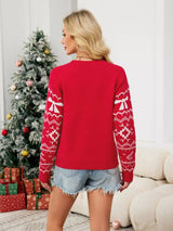 Christmas Bow Round Neck Sweater - Trendsi - Flyclothing LLC