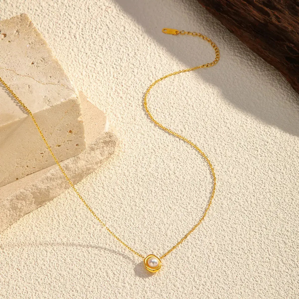 18K Gold-Plated Pearl Necklace - Trendsi - Flyclothing LLC