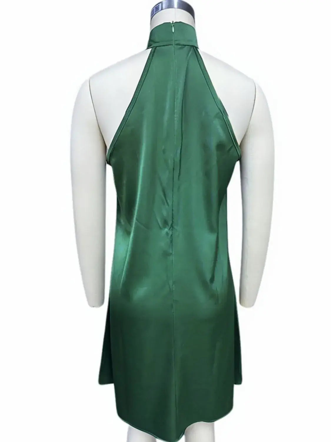 Grecian Neck Satin Mini Dress - Trendsi - Flyclothing LLC