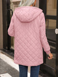 Quilted Zip Up Hooded Jacket with Pockets - Trendsi