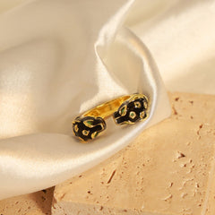 Inlaid Zircon Oil Drip Open Ring - Trendsi