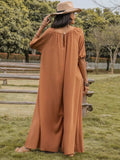 Scoop Neck Half Sleeve Wide Leg Jumpsuit - Trendsi - Flyclothing LLC