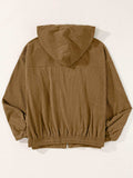 Drawstring Zip Up Long Sleeve Hooded Jacket - Trendsi - Flyclothing LLC