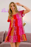 BiBi Leopard Short Sleeve Tiered Dress - Trendsi - Flyclothing LLC