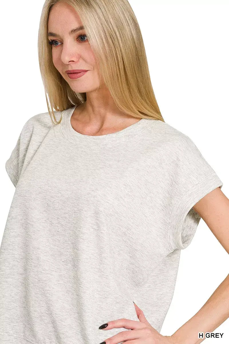 Zenana Scuba Short Sleeve Sweatshirts - Trendsi - Flyclothing LLC