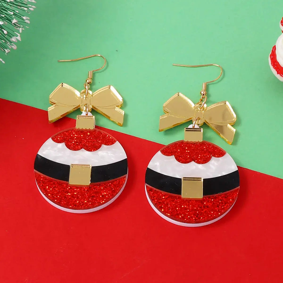 Christmas Dangle Earrings with Bow - Trendsi - Flyclothing LLC