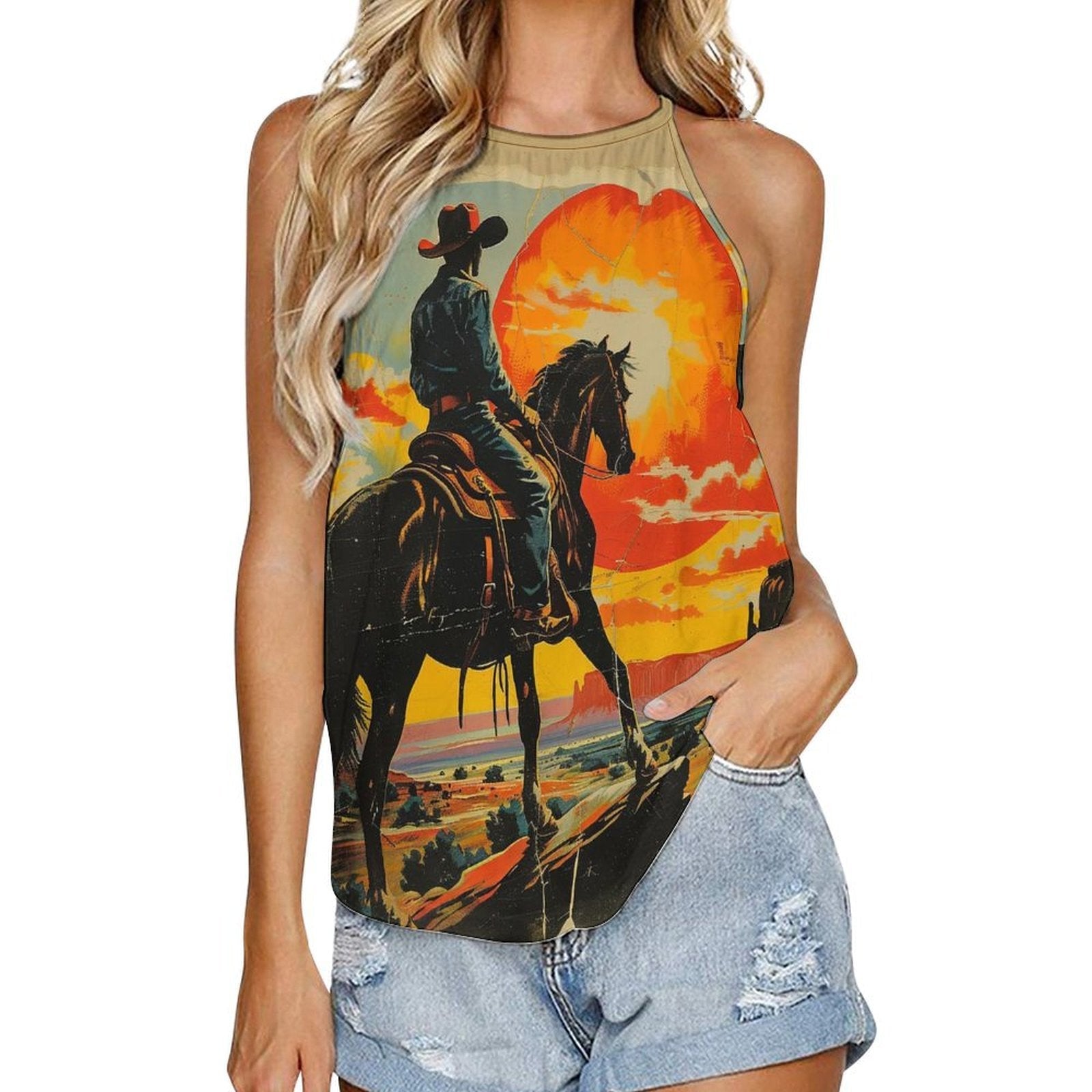 Baha Ranch Sunset Cowboy Tank Top - Baha Ranch Western Wear - Flyclothing LLC