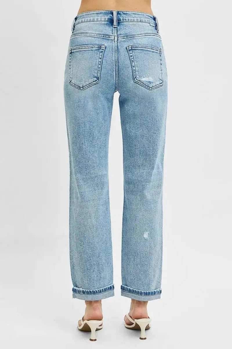 RISEN Full Size High Rise Ankle Boyfriend Distressed Jeans Plus Size - Trendsi - Flyclothing LLC