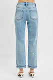 RISEN Full Size High Rise Ankle Boyfriend Distressed Jeans Plus Size - Trendsi