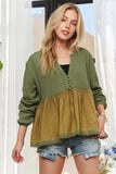ADORA Mineral Washed Babydoll Tunic Top - Trendsi - Flyclothing LLC