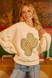 BiBi Cactus Embroidered Fleece Sweatshirt - Trendsi - Flyclothing LLC