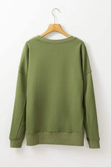 Solid Color Round Neck Long Sleeve Sweatshirt - Trendsi - Flyclothing LLC