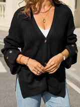 Oversized Knit Button-Down Cardigan - Trendsi - Flyclothing LLC