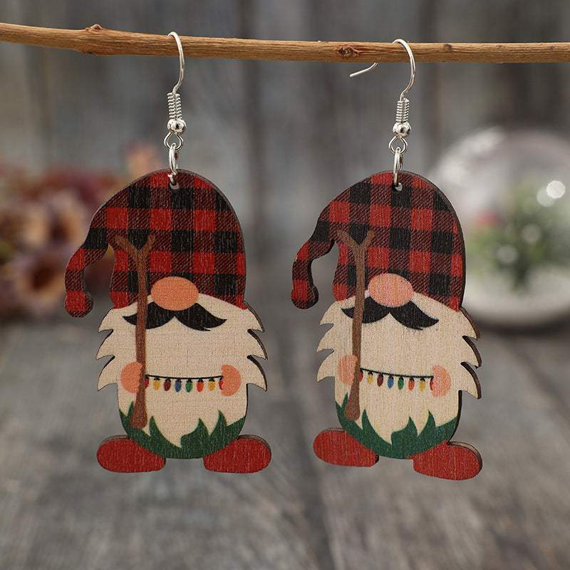 Wooden Pointed Hat Gnome Earrings - Trendsi - Flyclothing LLC