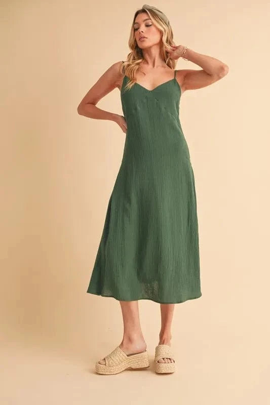 Aemi+Co Side Button Midi Cami Dress - Trendsi