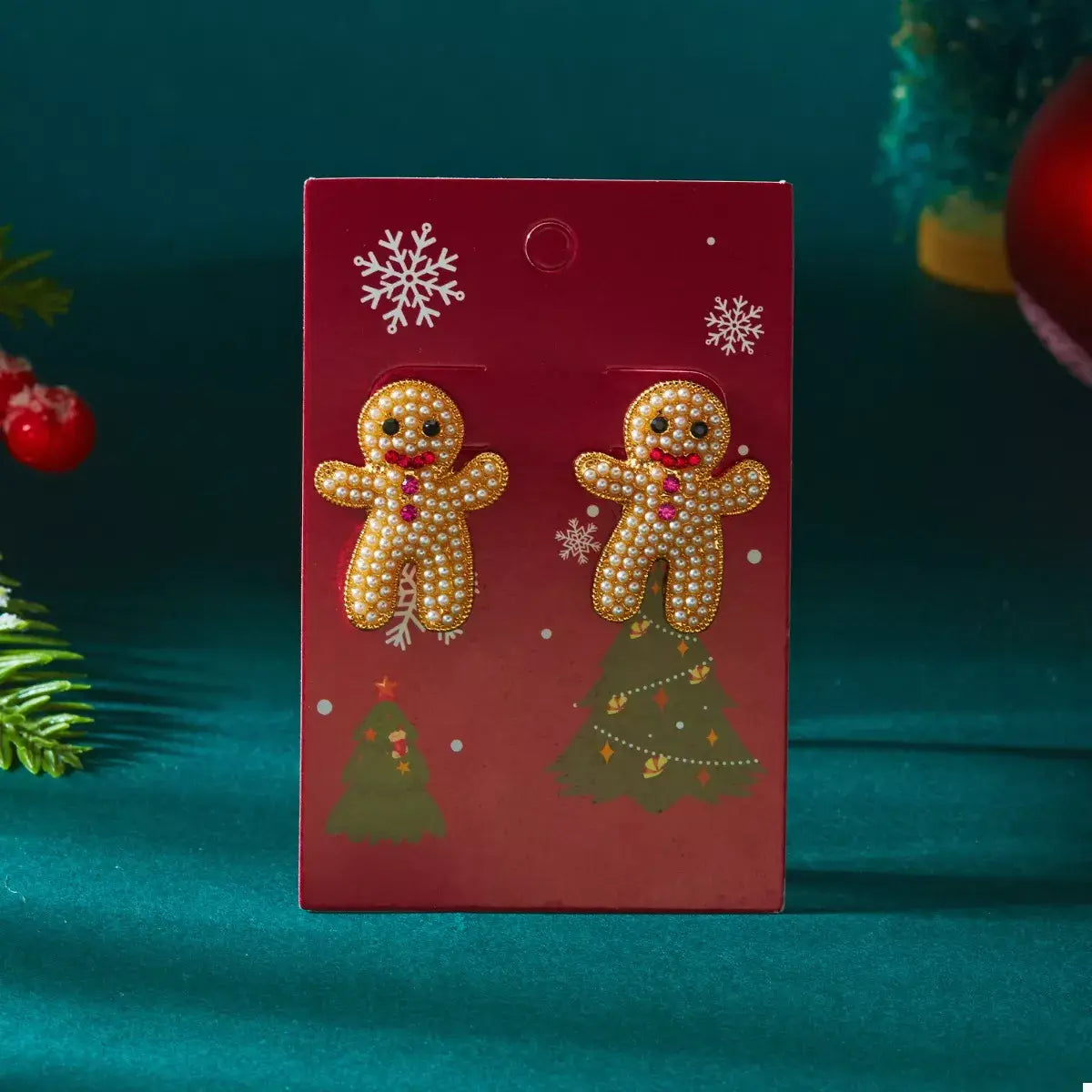 Alloy Gingerbread Man Stud Earrings - Trendsi - Flyclothing LLC