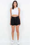 American Bazi High Waist Paper Bag Shorts - Trendsi