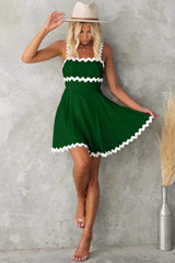 Contrast Trim Square Neck Mini Dress - Trendsi - Flyclothing LLC