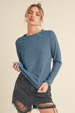 Aemi + Co Lettuce Hemline Round Neck Raglan Sleeve T-Shirt - Trendsi