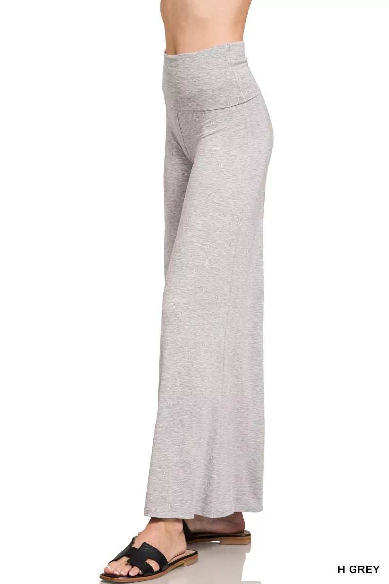 Zenana Fold Over Waist Comfy Wide Leg Pants - Trendsi - Flyclothing LLC