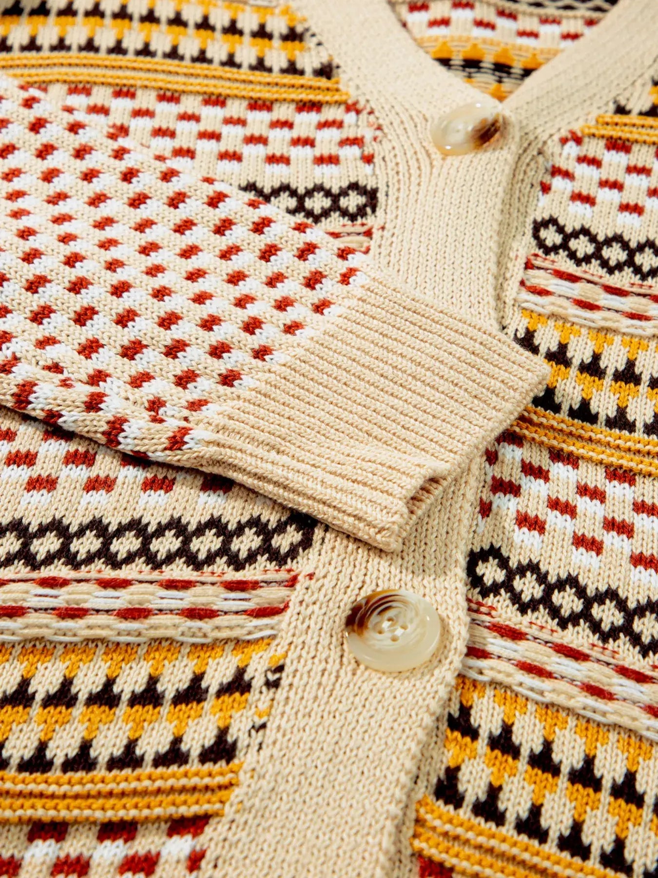 Vintage Patterned Button-Down Cardigan - Trendsi - Flyclothing LLC