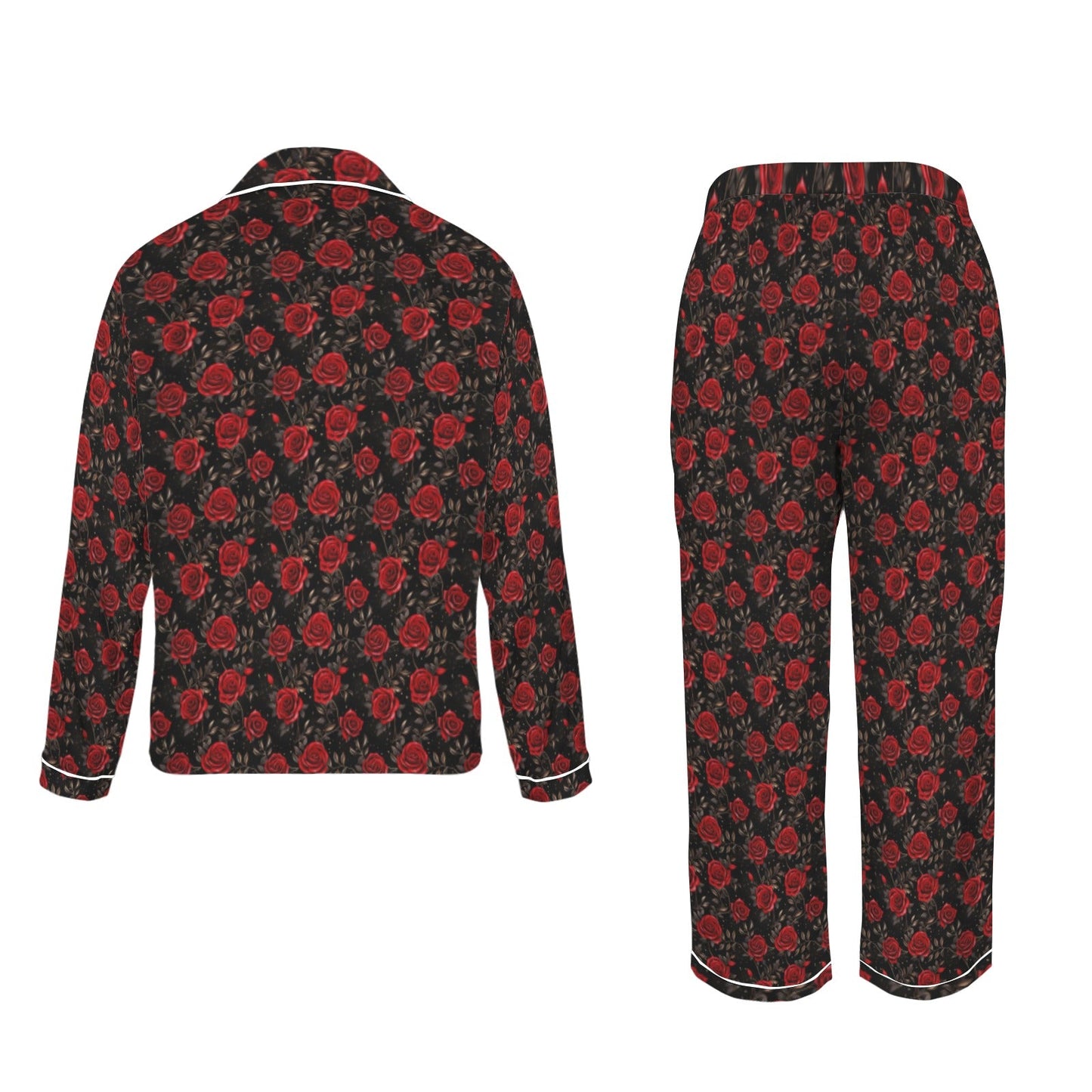 Baha Ranch Colores De Mexico Red Roses Satin Pajama Set